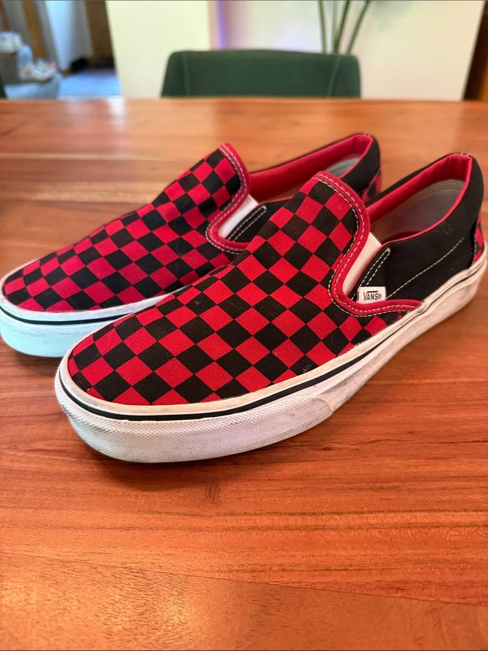 Classic red and black checkered Vans. Men’s 8.5